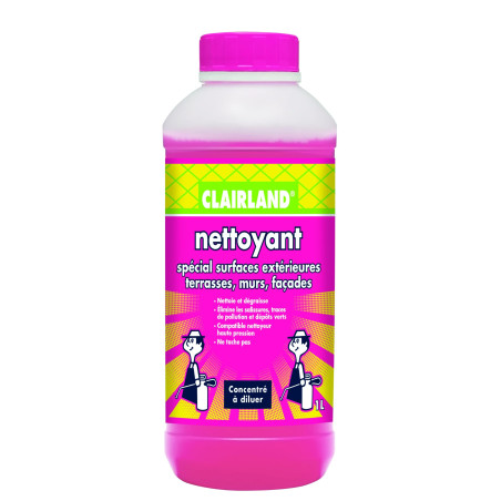 CLAIRLAND Bidon Nettoyant spécial surfaces extérieures Terrasses, Murs, Concentré, Dose d’emploi : 1L/50m², 1 L, CLAIRDETER10, V