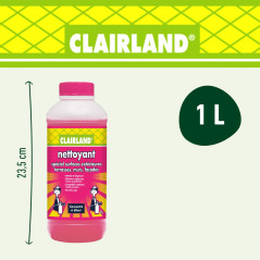 CLAIRLAND Bidon Nettoyant spécial surfaces extérieures Terrasses, Murs, Concentré, Dose d’emploi : 1L/50m², 1 L, CLAIRDETER10, V