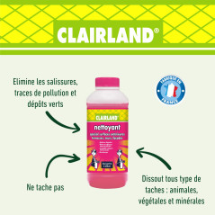 CLAIRLAND Bidon Nettoyant spécial surfaces extérieures Terrasses, Murs, Concentré, Dose d’emploi : 1L/50m², 1 L, CLAIRDETER10, V