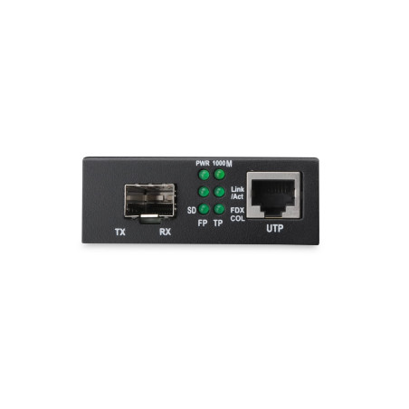 DIGITUS Convertisseur de média - SFP Port - Gbit Ethernet - RJ45 / SFP - 10/100/1000Base-T/TX à 1000Base-SX/LX - Noir