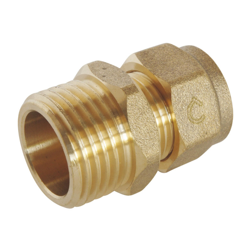 SOMATHERM FOR YOU - Raccord droit à compression (à visser) pour tube PER Ø12 - Mâle 15/21 (1/2'') SOMATHERM FOR YOU - Raccord droit à compression (à visser) pour tube PER Ø12 - Mâle 15/21 (1/2'')