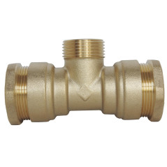 SOMATHERM FOR YOU, Raccord Té Mâle 1/2" en laiton pour tube PE Ø20 mm - Triple raccordement à 90° - Pression 20 bars - Températu