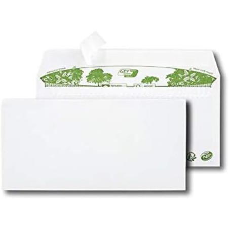 GPV - Boite de 500 Enveloppes - Format DL (110x220 mm), sans fenêtre, qualité papier recyclé : 80 g/m2 - Certifié FSC recyclé &