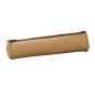 ELBA Fourre-Tout Rond 17,5x4cm a Fermeture Eclair Cuir Naturel Beige