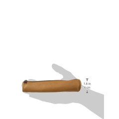 ELBA Fourre-Tout Rond 17,5x4cm a Fermeture Eclair Cuir Naturel Beige