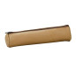 ELBA Fourre-Tout Rond 17,5x4cm a Fermeture Eclair Cuir Naturel Beige
