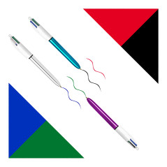BIC 4 Couleurs - Stylo-Billes Rétractables - Pointe Moyenne (1 mm) – Coloris Assortis, Pot de 6 stylos