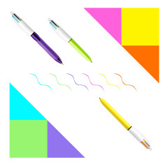 BIC 4 Couleurs - Stylo-Billes Rétractables - Pointe Moyenne (1 mm) – Coloris Assortis, Pot de 6 stylos
