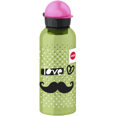 Emsa Gourde, Pour Enfants, 600 ml, Bouchon de Sécurité, Teens Moustache, Tritan, 518132