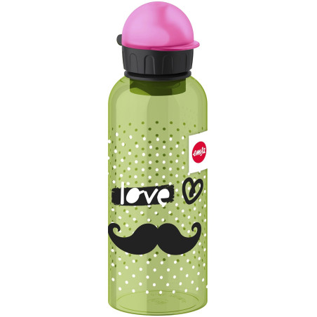 Emsa Gourde, Pour Enfants, 600 ml, Bouchon de Sécurité, Teens Moustache, Tritan, 518132