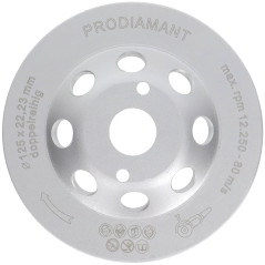 PRODIAMANT Meule boisseau diamantée 125 mm universelle pour béton et pierre - Double rangée, fixation 22,2 mm