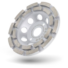 PRODIAMANT Meule boisseau diamantée 125 mm universelle pour béton et pierre - Double rangée, fixation 22,2 mm