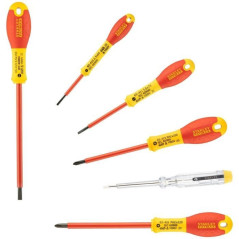 STANLEY 0-65-441 Jeu De Tournevis Isolés Phillips Et Parallèles (6 Pièces) Gamme FATMAX - Fabriqués En France - Lame En Acier -