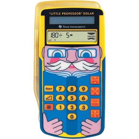 Texas Instruments LPROFSOLAR Little Professor Calculatrice solaire d'apprentissage,jaune,bleu