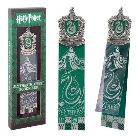 The Noble Collection Harry Potter Slytherin Crest Bookmark - 6.7in (17cm) Die Cast Metal, PVC and Card Bookmark - Officially Lic