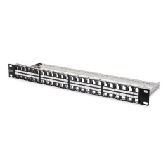 DIGITUS Panneau de Brassage - Modulaire - pour modules Keystone - 19 Pouces - 48 Ports - Blindé - Montage en Rack 1U - Noir
