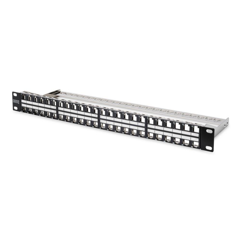 DIGITUS Panneau de Brassage - Modulaire - pour modules Keystone - 19 Pouces - 48 Ports - Blindé - Montage en Rack 1U - Noir DIGITUS Panneau de Brassage - Modulaire - pour modules Keystone - 19 Pouces - 48 Ports - Blindé - Montage en Rack 1U - Noir