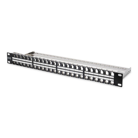 DIGITUS Panneau de Brassage - Modulaire - pour modules Keystone - 19 Pouces - 48 Ports - Blindé - Montage en Rack 1U - Noir