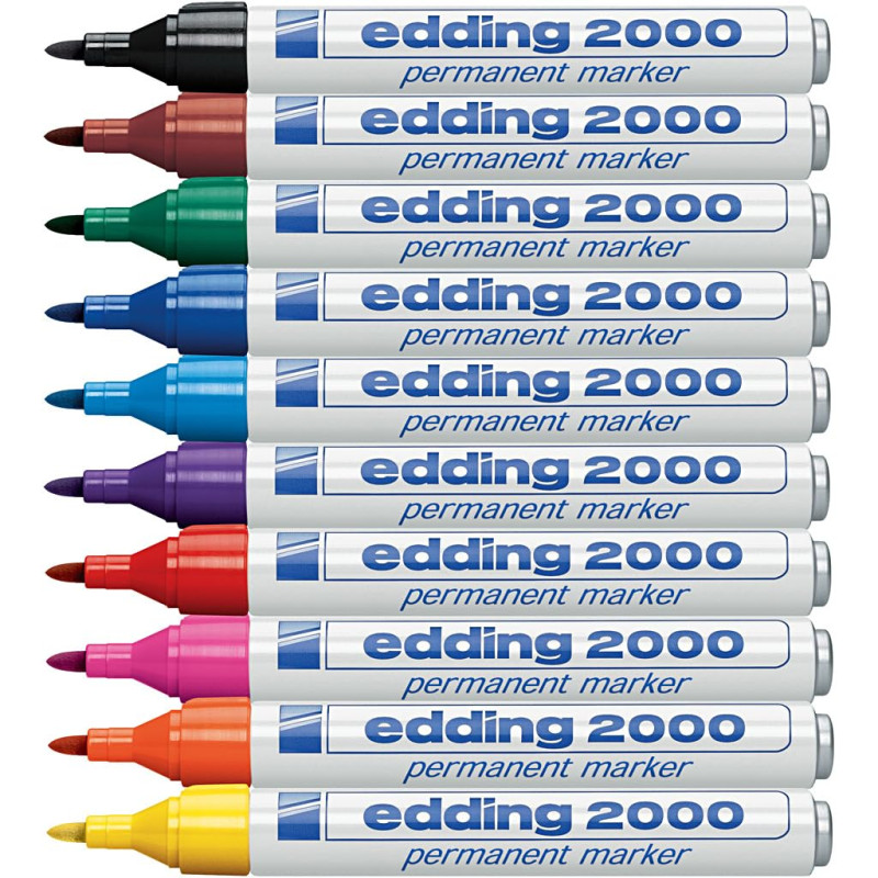 edding 2000 C Marqueur permanent - multi-couleur - boîte de 10 stylos - pointe ronde 1,5-3 mm - sèche vite - résiste à l'eau et edding 2000 C Marqueur permanent - multi-couleur - boîte de 10 stylos - pointe ronde 1,5-3 mm - sèche vite - résiste à l'eau et