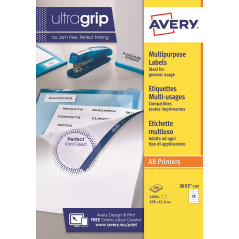 AVERY - 1400 Étiquettes Multi-Usages UltraGrip Personnalisables - Sans Bourrage - Format 105 x 42,3 mm - Impression Laser, Jet d