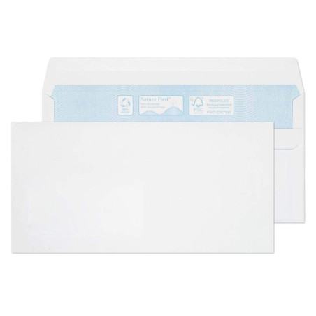 Blake Purely Environmental DL 110 x 220 mm 90 g/m² Nature First Enveloppes Recyclées Autocollante (RN17882) Blanc - Boîte de 100