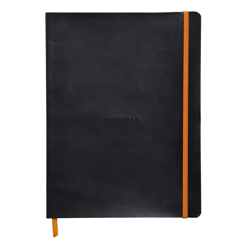 RHODIA 117502C - Cahier Souple Noir - 19 x 25 cm - Ligné - 160 pages - Papier Clairefontaine Ivoire 90 g/m² - Marque-Page, Ferme RHODIA 117502C - Cahier Souple Noir - 19 x 25 cm - Ligné - 160 pages - Papier Clairefontaine Ivoire 90 g/m² - Marque-Page, Ferme