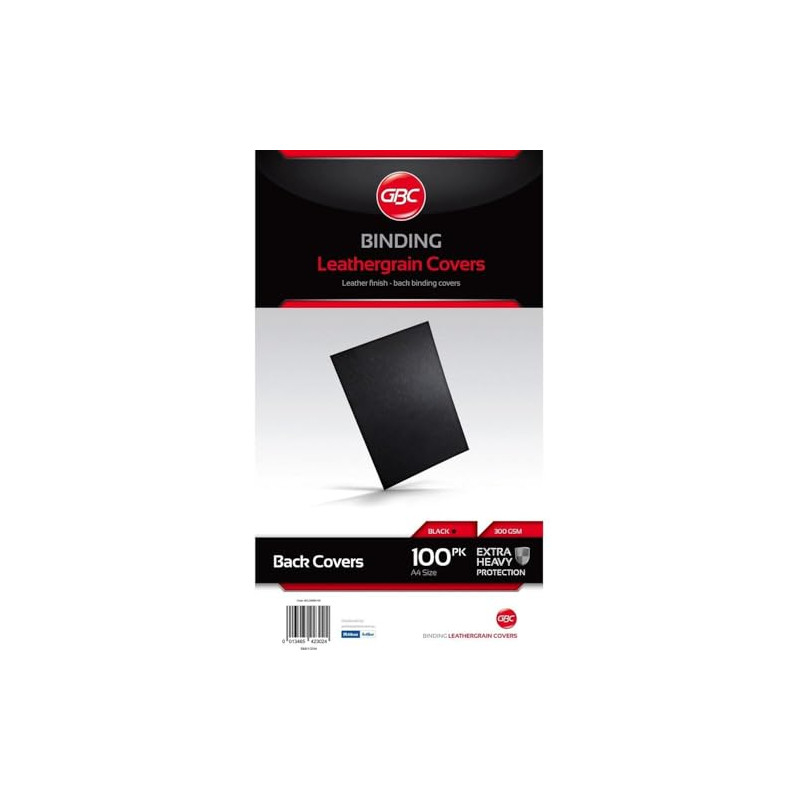 GBC | Lot de 100 Plats de couverture LeatherGrain A4 | Grain Cuir Noir 250 g/m² | Finition premium, protection professionnelle & GBC | Lot de 100 Plats de couverture LeatherGrain A4 | Grain Cuir Noir 250 g/m² | Finition premium, protection professionnelle &