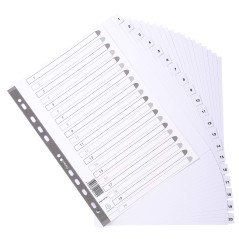 Exacompta - Réf. MWD1-20Z-EW - Intercalaires en carte blanche 160g/m2 FSC® avec 20 onglets imprimés numériques de 1 à 20 et plas