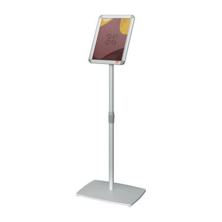 Nobo Présentoir Cadre A4 sur Pied – Clipsable | Réglable 75-129cm | Rotatif Portrait/Paysage | Anti-Reflet pour Mairie | École |