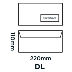 Blake Everyday | enveloppe DL (11 x 22cm) avec fenêtre | lot de 500 unités | 100 GSM | enveloppes blanches avec bande autocollan