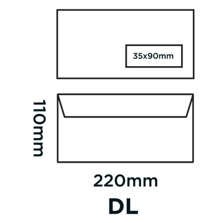Blake Everyday | enveloppe DL (11 x 22cm) avec fenêtre | lot de 500 unités | 100 GSM | enveloppes blanches avec bande autocollan
