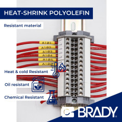 Brady 110924 - Étiquettes à imprimer (Noir, Blanc, Imprimante d'étiquette adhésive, Polyoléfine, Transfert thermique, Rectangle,