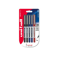 Uniball Eye Micro UB-150 Pack de 5 Stylos à bille pointe 0,5 mm Noir/Bleu/Rouge