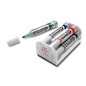 Pentel Maxiflo Brosse pour tableau blanc + 4 Marqueurs à pointe conique large Noir/Bleu/Rouge/Vert Pentel Maxiflo Brosse pour tableau blanc + 4 Marqueurs à pointe conique large Noir/Bleu/Rouge/Vert