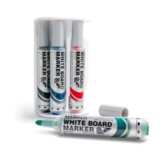 Pentel Maxiflo Brosse pour tableau blanc + 4 Marqueurs à pointe conique large Noir/Bleu/Rouge/Vert