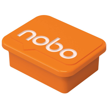 Nobo Aimants Plastique pour Tableau Blanc, 18 x 22mm, Lot de 4, Surfaces Effaçables à Sec, 1905327, Orange