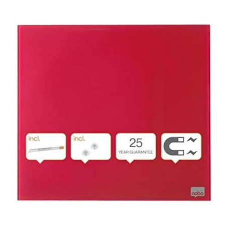 Nobo - Petit Tableau Blanc Mural Carré, Surface Magnétique en Verre Effaçable à Sec, Sans Cadre, Fixations Invisibles, 300 x 300
