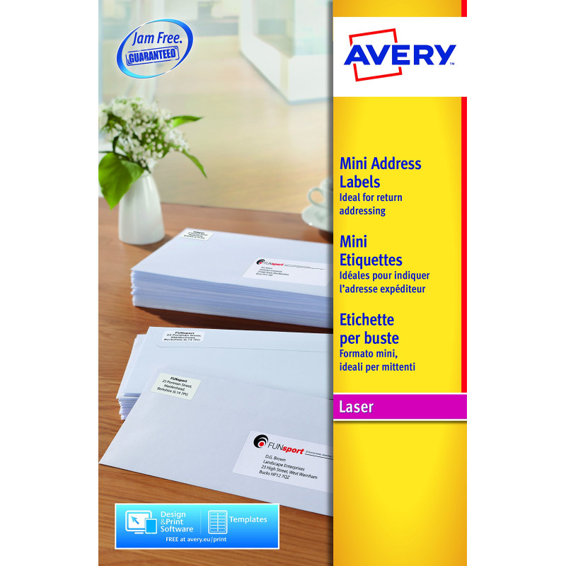 Avery L7656-25 Etiquettes 46 x 11.11 mm, Blanc