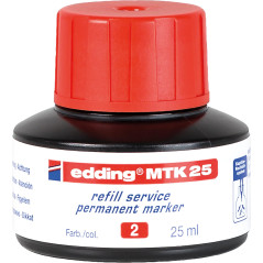 Encre de recharge edding MTK 25 - rouge - 25 ml - avec système capillaire, idéale pour une recharge propre et simple de presque