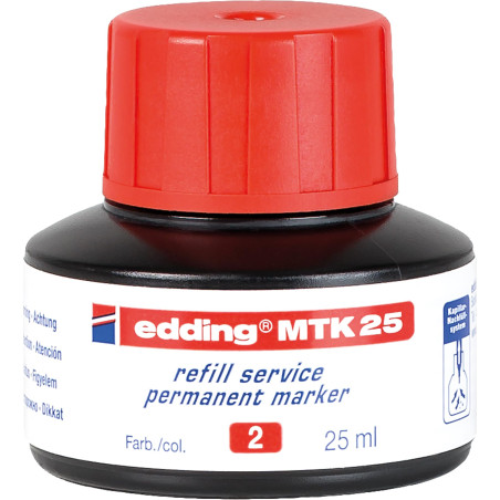 Encre de recharge edding MTK 25 - rouge - 25 ml - avec système capillaire, idéale pour une recharge propre et simple de presque