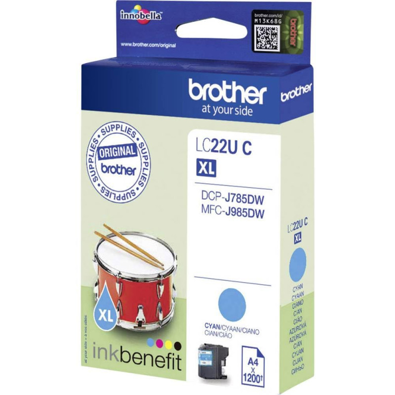 Brother LC22UC Cartouche d'Encre Original compatible avec Imprimates Brother DCP-J785DW, MFC-J985DW Cyan Brother LC22UC Cartouche d'Encre Original compatible avec Imprimates Brother DCP-J785DW, MFC-J985DW Cyan