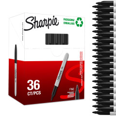 Sharpie marqueurs permanents | pointe fine | encre noire | boîte de 36