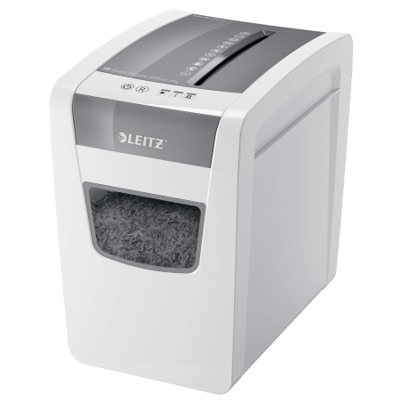 Leitz Déchiqueteuse IQ SL Home Office, niveau de sécurité P4, capacité de 10 feuilles (70-80 g/m²), poubelle 23 L, blanche, 8001