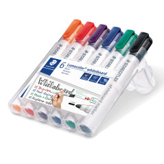 Staedtler Lumocolor 351, Marqueurs pour tableau blanc effaçables à sec, Sans xylène ni toluène et quasi-inodore, Pointe ogive de
