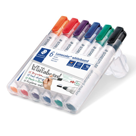 Staedtler Lumocolor 351, Marqueurs pour tableau blanc effaçables à sec, Sans xylène ni toluène et quasi-inodore, Pointe ogive de