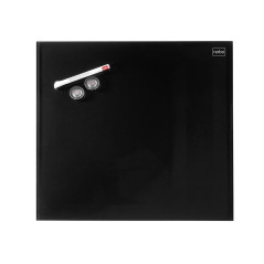 Nobo - Petit Tableau Blanc Mural Carré, Surface Magnétique en Verre Effaçable à Sec, Sans Cadre, Fixations Invisibles, 450 x 450
