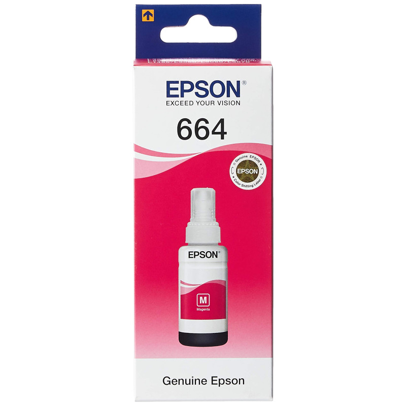 Epson Magenta 664 EcoTank, Bouteille d'encre d'origine, L300 L355 L555 ET-2500 ET-2550 ET-2600 ET-2650 ET-4500 ET-14000 ET-3600 Epson Magenta 664 EcoTank, Bouteille d'encre d'origine, L300 L355 L555 ET-2500 ET-2550 ET-2600 ET-2650 ET-4500 ET-14000 ET-3600