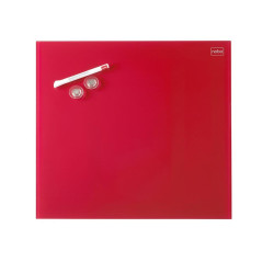 Nobo - Petit Tableau Blanc Mural Carré, Surface Magnétique en Verre Effaçable à Sec, Sans Cadre, Fixations Invisibles, 450 x 450