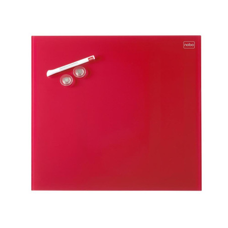 Nobo - Petit Tableau Blanc Mural Carré, Surface Magnétique en Verre Effaçable à Sec, Sans Cadre, Fixations Invisibles, 450 x 450