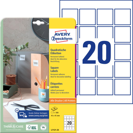 Avery L7171-25 Etiquettes Blanc